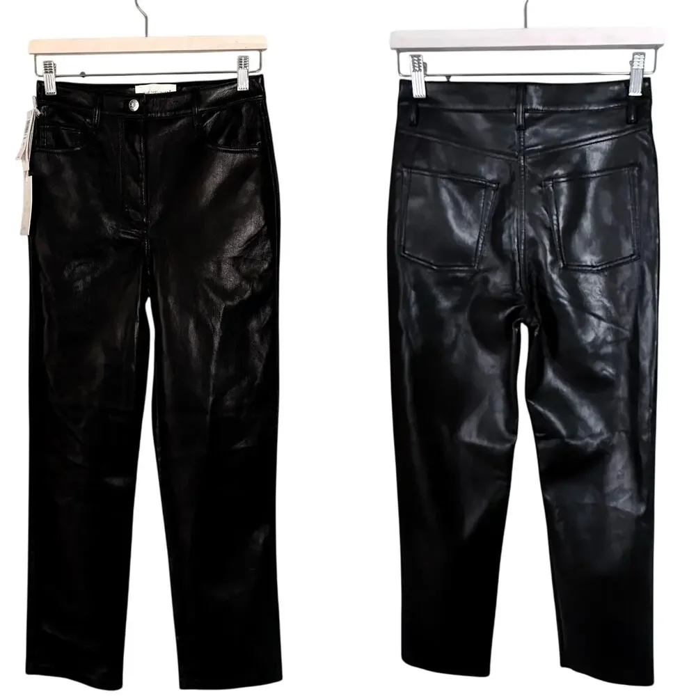 NWT Aritzia Wilfred The Melina Faux Leather Pants Vegan Black Size 2 - Picture 2 of 8